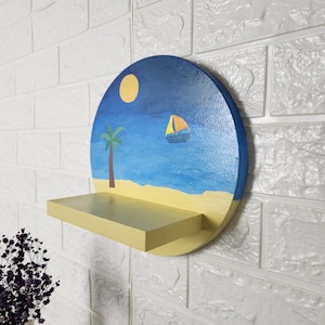 Strand Themen hängenden schwebenden Regal, einfach zu installieren Wanddekor, Acrylgemälde für jeden Raum, Eingang Weg Brieftaschenhalter
