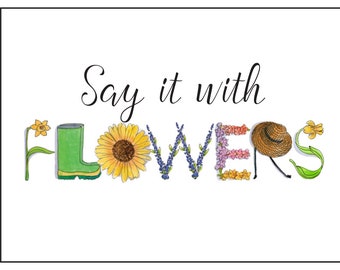 Say it with Flowers Garden Alphabet Greeting Card