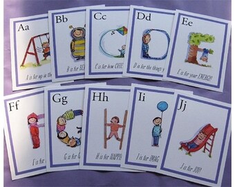 Illustrated Alphabet Cards, Nursery Art, New Baby Gift