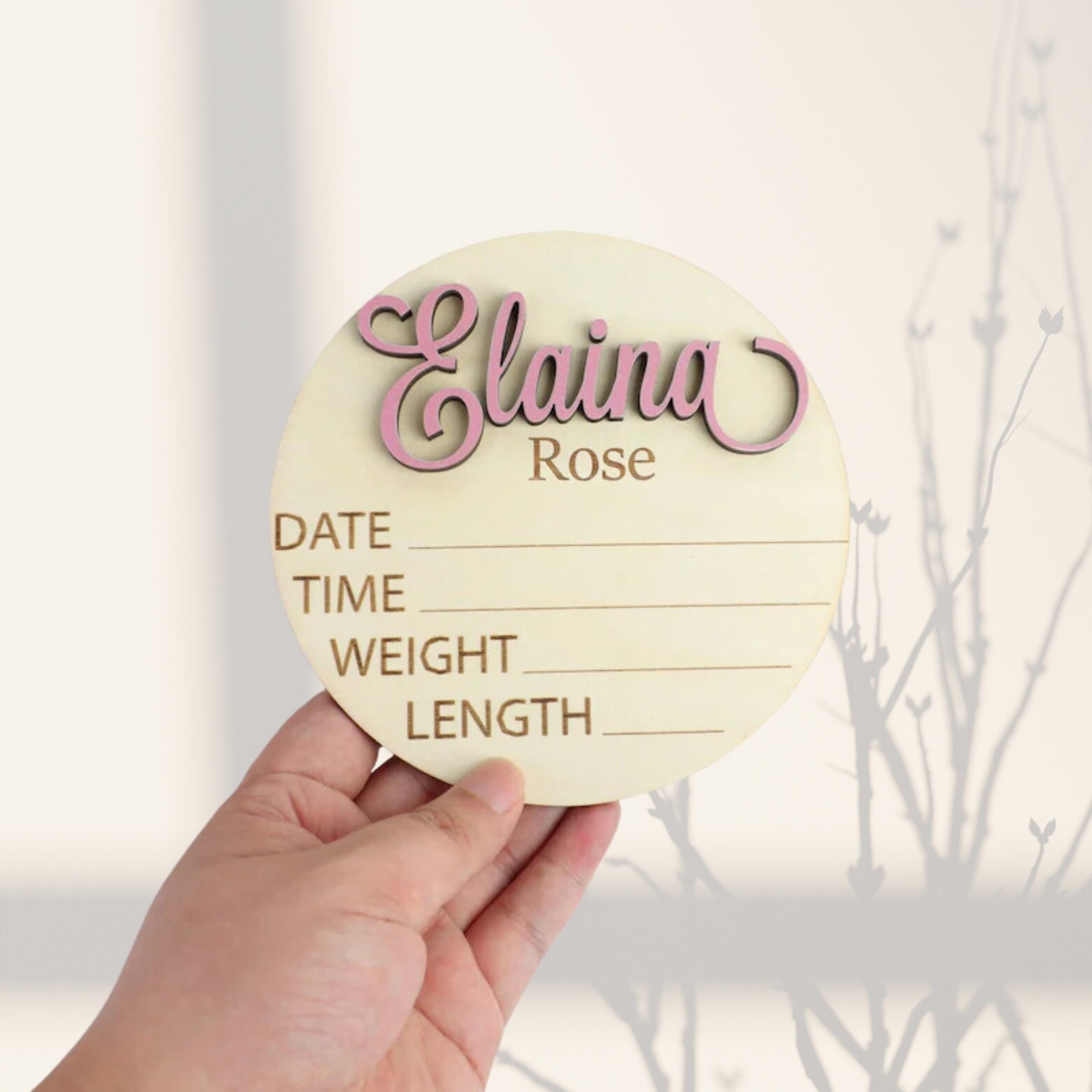 Wooden Hello World Birth Announcement Sign Baby Photo Prop Wooden Hello World Baby Announcement Sign - Pink Newborn Photo Prop With Birth Stats - 5.9 Inch Nursery Decor Wooden Hello World Sign