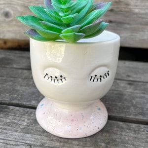 Ready to ship Mother Nature pottery garden goddess face succulent planter container cactus candy dish bowl nontoxic pottery image 1