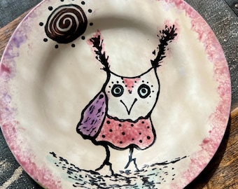 Owl Spoon Rest: Hazel the owlie ceramic pottery