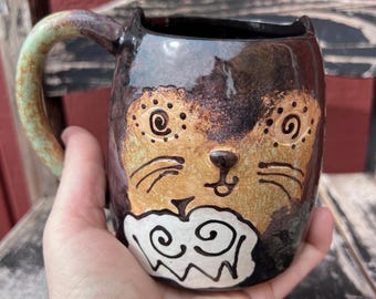 Halloween Kitty Pottery Pumpkin Patch mug