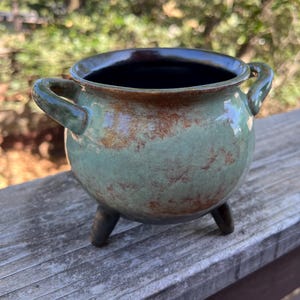 Cauldron Made To Order sea green earth tones food safe ceramic pottery Hallowen Samhain