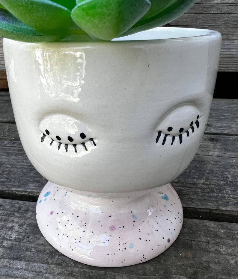 Ready to ship Mother Nature pottery garden goddess face succulent planter container cactus candy dish bowl nontoxic pottery image 2