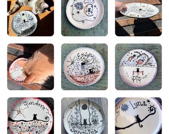 Personalized Ceramic Cat Plate: 8 inch Choose your design