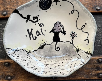 Ceramic Cat Bowl: Personalized Pet Food Dish Choose from 5 Designs