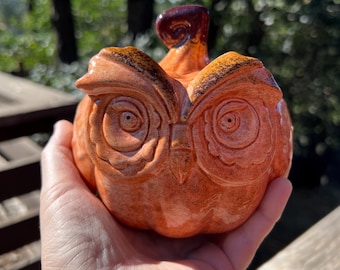 Pumpkin owl decanter Halloween Fall decor pottery jar