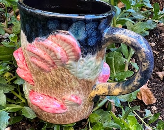 Woodland fairy door mushrooms garden pottery mug