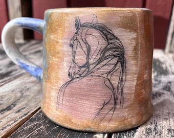 Ceramic Horse lover sketch Mug – Pottery Drinkware