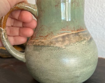 Curvy pottery mug earth and sea  ready to ship 24oz one of a kind Mother's Day mug