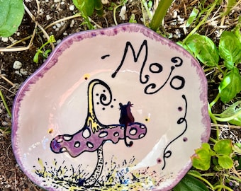Ceramic Cat Bowls Personalized Pet Food Dish Choose Design 5 options
