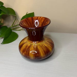 vase vintage marron et doré | Blue Mountain Pottery Canada | Glaçage d&#39;automne moderne Harvest Gold de MCM