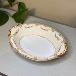 Cuenco ovalado Noritake “Monnette” / Porcelana vintage con detalles dorados y ramilletes florales / Vajilla elegante para bodas o fiestas / Decoración estilo cottagecore