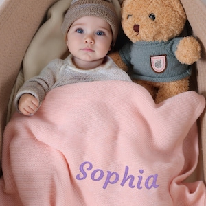 Personalized Baby Name Blanket, Custom Embroidered Blanket for Baby, Baby Girl Blanket, Kintted Blanket, Baby Shower Gift, Newborn Baby Gift