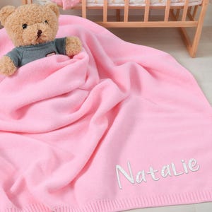 Personalized Embroidered Name Baby Blanket, Custom Baby Girl Blanket with Name, Knitted Name Blanket, Baby Shower Gift, Newborn Gift