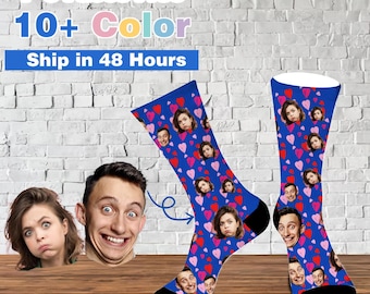 Chaussettes faciales personnalisées à partir de photo, chaussettes photo personnalisées avec visage, chaussettes photo drôles, visage sur les chaussettes, cadeau couple drôle, cadeau pour petit ami