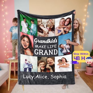 Custom Photo Blanket for Grandma, Personalized Mom Photo Collage Blanket, New Mom Gift, Grandma Gift, Nana Gift, Mothers Day Gift 2025