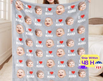 Manta personalizada con foto y cara, Manta infantil personalizada con cara, Manta con carita, Regalo divertido para la familia, Regalo del Día de la Madre, Regalo para mamá