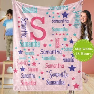 Personalized Baby Blanket with Name, Custom Kids Name Blanket, Monogram Blanket for Toddler, Newborn Keepsake Blanket, Baby Shower Gift