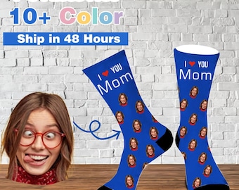 Chaussettes personnalisées rigolotes avec inscriptions, chaussettes personnalisées avec image pour maman, chaussettes personnalisées pour chien et maman, chaussettes personnalisées pour bébé avec inscriptions