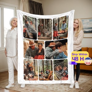 Personalized Family Photo Blanket, Custom Mother&#39;s Day Photo Blanket, Picture Collage Blanket, Family Memorial Gift, Gift for Mom, Mom Gift