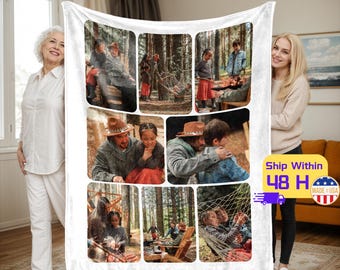 Personalized Family Photo Blanket, Custom Mother's Day Photo Blanket, Picture Collage Blanket, Family Memorial Gift, Gift for Mom, Mom Gift