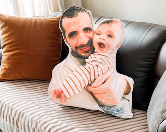 Personalized Funny Day Photo Shaped Pillow, Custom 3D Photo Shaped Throw Pillow, Funny Dad Gift, Father's Day Gift Idea, Husband Gift