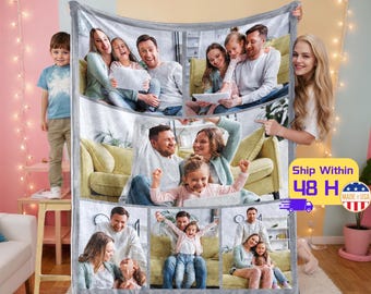 Benutzerdefinierte Decke mit Foto, personalisierte Fotodecke, Familienbild-Collagendecke, Mama-Gedenkgeschenk, Oma-Geschenk, Muttertag