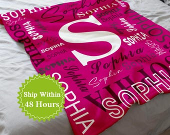 Personalized Name Blanket for Kids, Custom King Size Name Blankets for Adults, Customized Initial Blankets for Couch, Custom Baby Name Gift