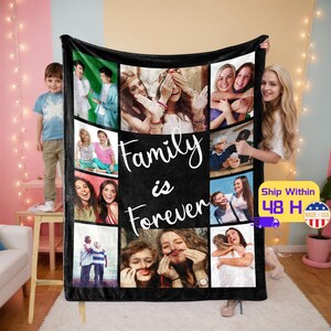 Personalized Family Photo Blanket, Custom Photo Collage Blanket, Family Gift, Grandma Gift, Family Memorial Gift, Mothers Day Gift 2025
