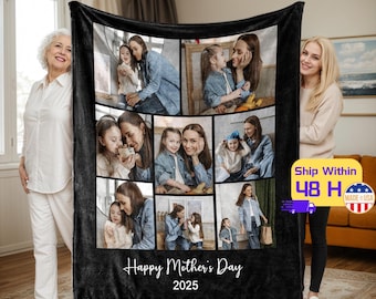 Personalisierte Foto Decke für Mama, individuelle Mama Decke mit Foto, Familienfoto Decke, Mutter Decke, Geschenk 2025, Muttertag, Familien Geschenk