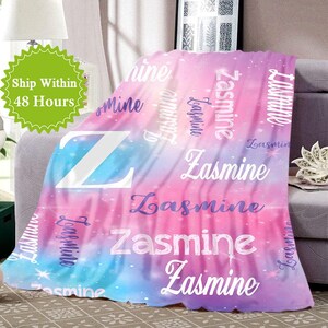 Personalized Baby Blanket with Name, Custom Kids Name Blanket, Pink Name Blanket for Girl, New Baby Gift, Baby 1st Christmas Gift, Kids Gift