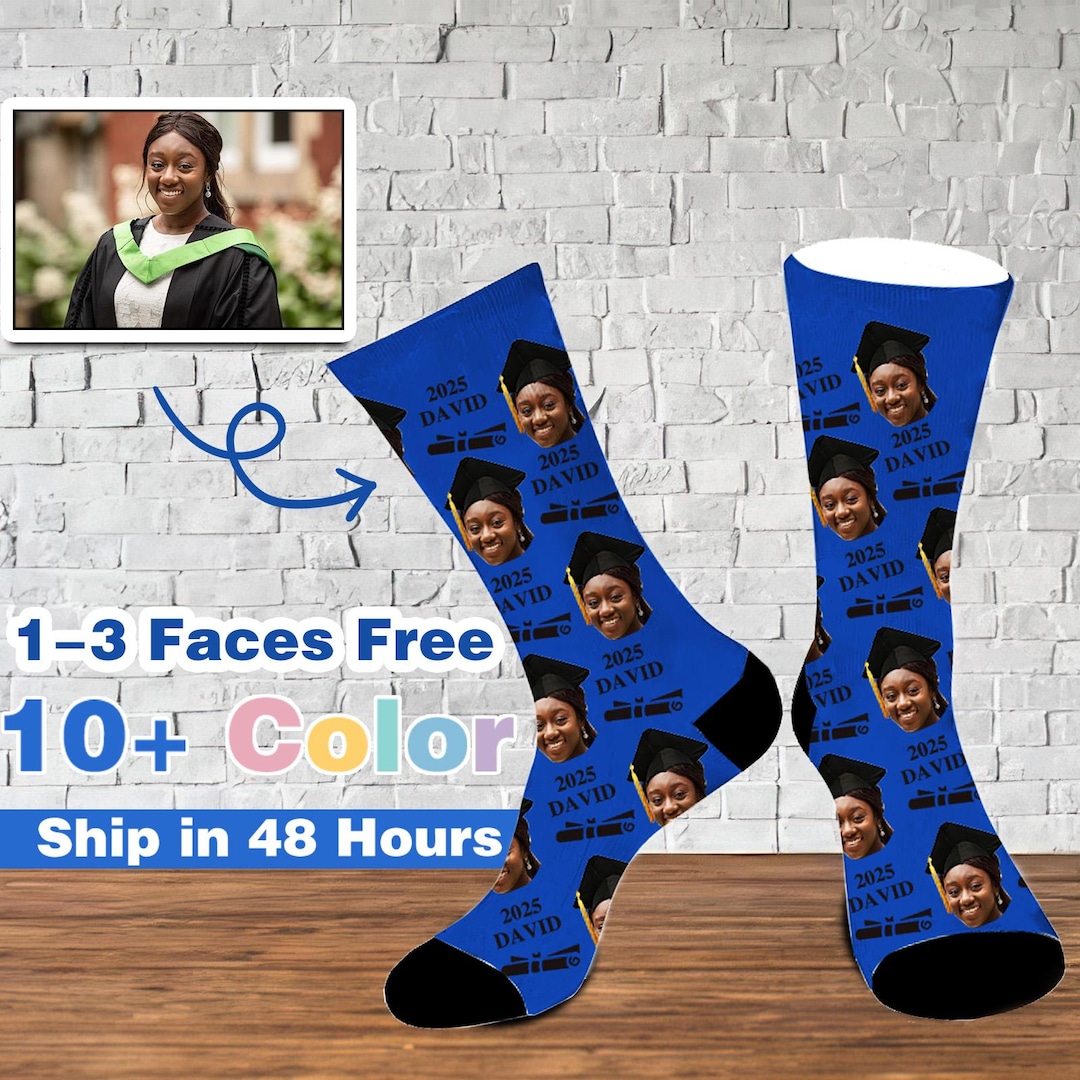 Custom Graduation Socks With Face, Personalized Photo Socks, Grad Socks ...