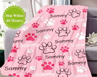 Personalized Pet Memorial Blanket for Dog, Custom Puppy Name Blanket, Cat Name Blanket, Dog Name Blanket, Pet Lover Gift, Pet Loss Gift