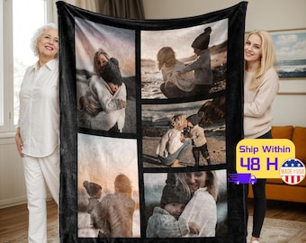 Gepersonaliseerde moederdeken met foto, aangepaste fotocollagedeken, familiefoto deken voor moeder, familiefotocadeau, Moederdagcadeau 2025