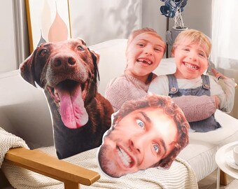 Personalized Pillow from Photo, Custom Photo Shaped Throw Pillow, 3D Face Pillow/Body Pillow/Pet Pillow, Funny Christmas Decor, Gift for Her