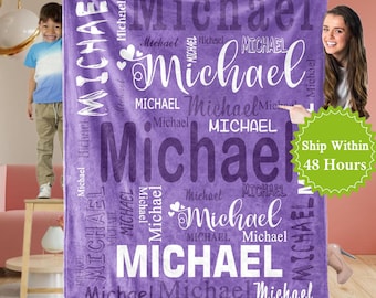 Couverture avec prénom personnalisé pour enfant, Couverture avec prénom personnalisé, Couverture avec prénom pour bébé, Couverture pour chambre de bébé, Cadeau d'anniversaire, Cadeau premier Noël de bébé