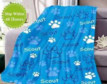 Custom Pet Memorial Blanket, Personalized Pet Name Blanket, Cat/Dog Name Blanket, Gift for Pet Lover, Dog Mom Gift, New Puppy Gift