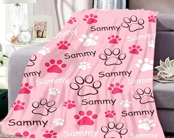 Custom Dog Name Blanket, Personalized Name Blanket for Pet Lover, Cat Blanket, Pet Memorial Blanket, Xmas Gift for Pet Lover, Pet Keepsake
