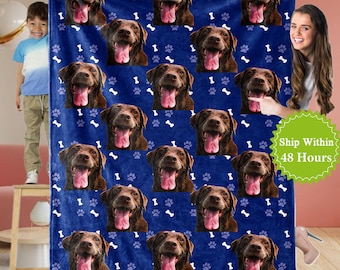 Custom Pet Photo Blanket, Personalized Blanket with Pet Photo, Cat/Dog Photo Blanket, Pet Memorial Blanket, Christmas Gift for Pet Lover