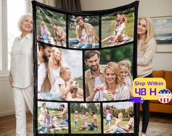 Custom Family Photo Blanket for Mom, Personalized Mom Photo Blanket, Photo Collage Blanket, Family Blanket, Mother's Day Gift, Gift from Kid