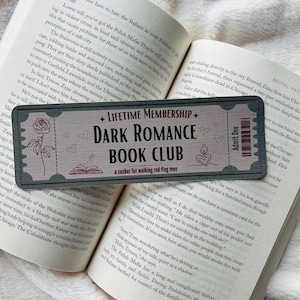 Dark Romance Book Club Bookmark - Ticket Bookmark - Romance Bookmark - Gifts for Readers - Gifts for her - Book Lover - Linen Bookmark