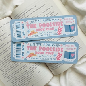 Poolside Book Club Bookmark - Ticket Bookmark - Romance Bookmark - Gifts for Readers - Gifts for her - Book Lover - Linen - Bookish - Summer