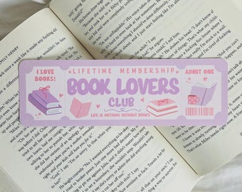 Book Lovers Club Ticket Bookmark | Girly | Girlie | Bookish