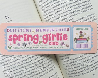 Spring Girlie Club Ticket Bookmark | Girly | Bookish