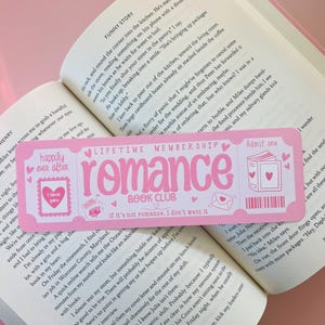 Romance Book Club Bookmark - Ticket Bookmark - Book Lover - Gifts for Readers - Gifts for her - Linen Bookmark - Valentine&#39;s Day - Bookish