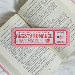 Angsty Romance Book Club Bookmark - Ticket Bookmark - Romance Bookmark - Gifts for Readers - Gifts for her - Book Lover - Linen - Bookish