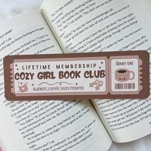 Gemütliches Mädchen Buchklub Lesezeichen - Ticket Lesezeichen - Romanze Lesezeichen - Geschenke für Leser - Geschenke für sie - Buch Liebhaber - Leinen Lesezeichen