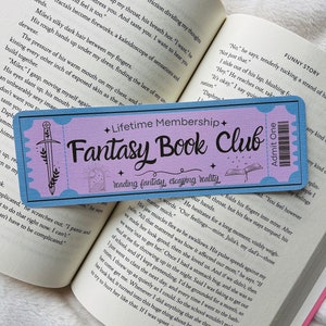 Fantasy Book Club Bookmark - Ticket Bookmark - Book Lover - Gifts for Readers - Gifts for her - Cute Bookmark - Linen Bookmarks